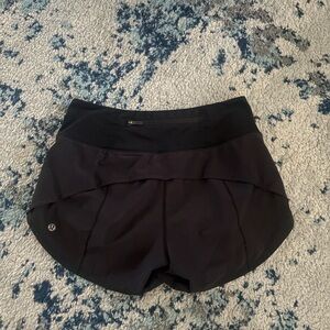 Lululemon Athletica Black Athletic Shorts with Curved Hem